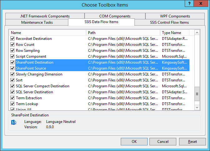 Add SSIS data flow components